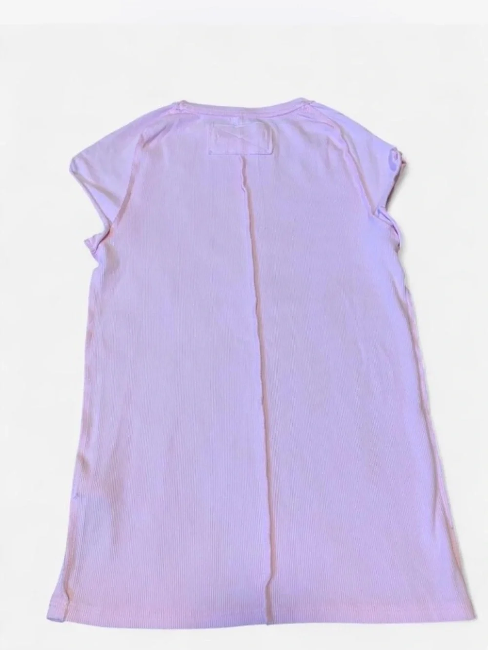 Free People We The Free Pink Ribbed Cap Sleeve Baby Tee Size M
